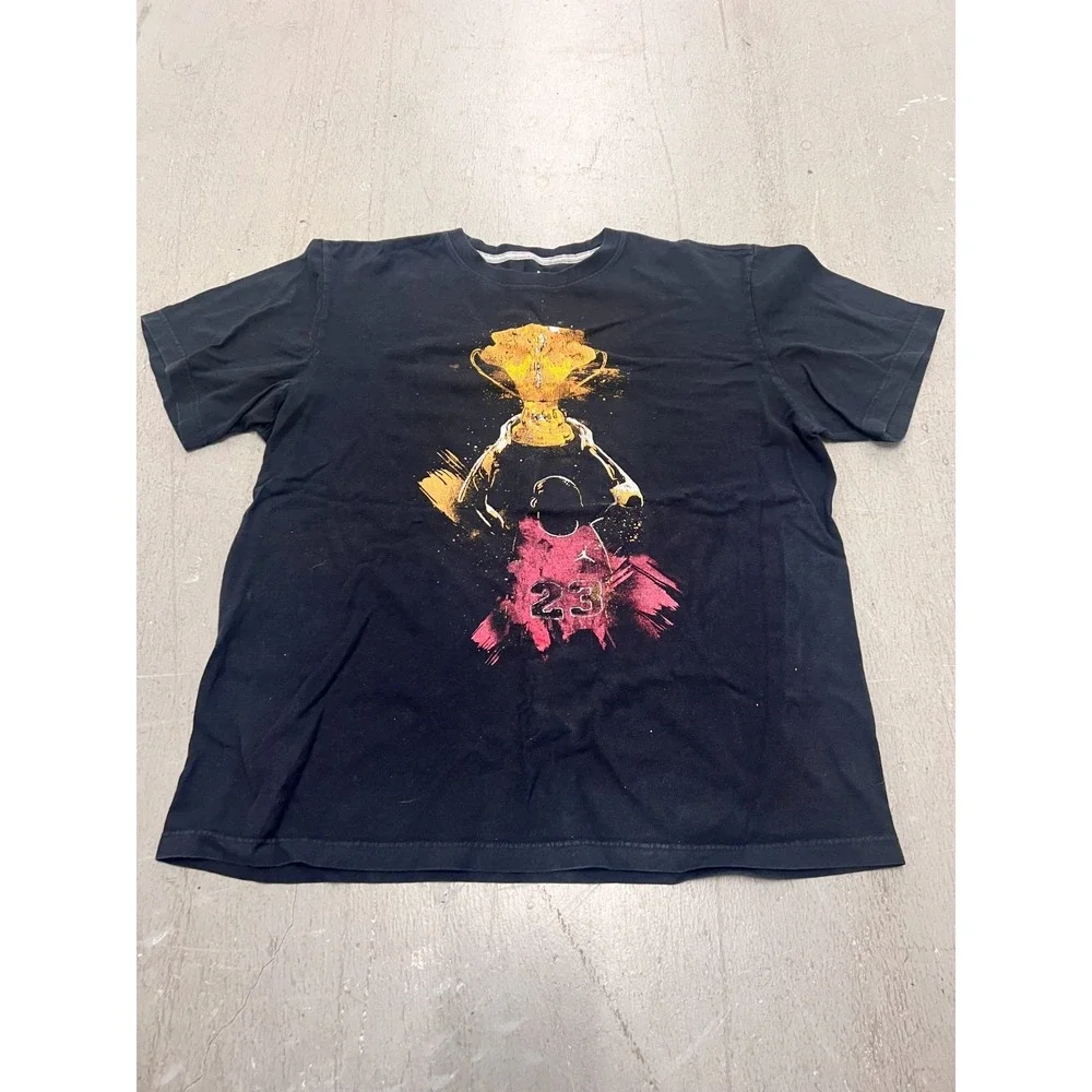 Jordan T-Shirt Men Large Black Graphic Print Short Sleeve Streetwear Skater Boho
